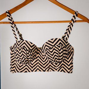 Black and White Chevron Bikini Top